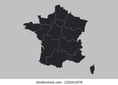 France map vector, isolated on gray background