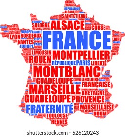 France map vector tag cloud illustration