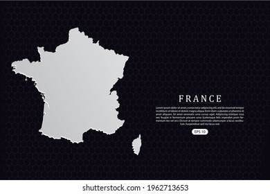 France Map - World Map International vector template with White Color isolated on hexagon background - Vector illustration eps 10