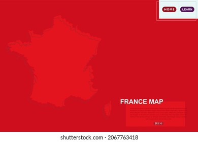 Frankreich Karte - Weltkarte Internationale Vektorvorlage mit roter Farbe und Skizze einzeln auf rotem Hintergrund für Bildung, Design, Website, Banner - Vektorgrafik eps10