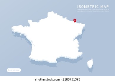 France Map - World map International vector template with isometric style including shadow, white, blue color isolated on blue background for design, infographic - Vector illustration eps 10