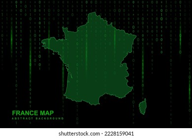 Mapa de Francia - Mapa Mundial Plantilla vectorial Internacional con fondo de código binario de matriz con luz para el diseño, sitio web, concepto de hacker - Ilustración vectorial eps 10