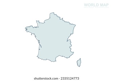 France Map - World map International vector template with blue stork line and blue geometric shapes isolated on white background for design, infographic, website - Vector illustration eps 10
