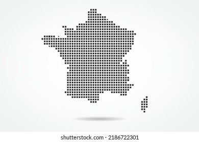 France Map - World map vector template with Black pixel, grid, grunge, halftone style isolated on white background for education, infographic, design, banner - Vector illustration eps 10