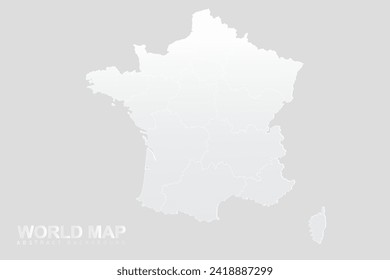 France Map - World Map vector template with High detailed including white and grey gradient color and white outline color isolated on grey background - Vector illustration eps 10