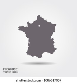 France map wtith shadow in white background