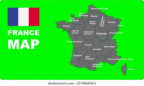 France Map,Highlighted bg in 🇫🇷 FANCE 🇫🇷 map, flat design illustration vector