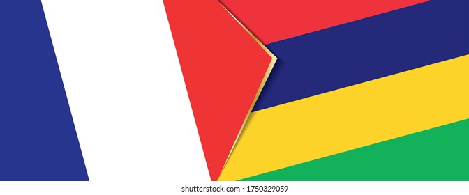 France and Mauritius flags, two vector flags symbol of relationship or confrontation.