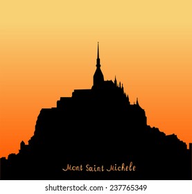 France. Mont Saint Michel.Vector Illustration.