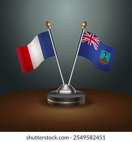 France and Montserrat table flags relation  with gradient backgrund. Vector Illustration