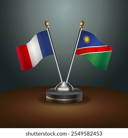France and Namibia table flags relation  with gradient backgrund. Vector Illustration