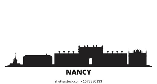 France, Nancy city skyline isolated vector illustration. France, Nancy travel black cityscape