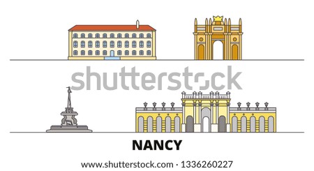 France, Nancy  flat landmarks vector illustration. France, Nancy  line city with famous travel sights, skyline, design. 