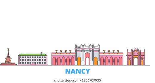 France, Nancy line cityscape, flat vector. Travel city landmark, oultine illustration, line world icons