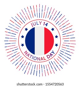 France national day badge. Storming and Destruction of the Bastille by the French troops. Celebrated on July 14.