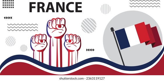 France national day banner with French flag color, geometric abstract retro modern blue red white design.national day template design vector image..eps