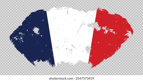 France national flag with distressed stroke brush effect on isolated background