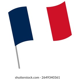 France national flag flutters with flagpole