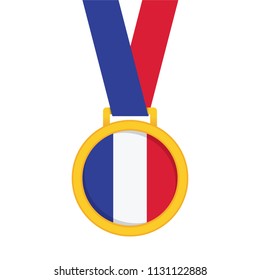 France national flag gold first place winners medal.