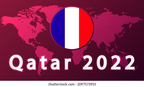 France national football team .2022 football competition vector design. Not official logo qatar 2022. .Football Tournament, Football Cup, Background Design Template, Vector Illustration, 2022