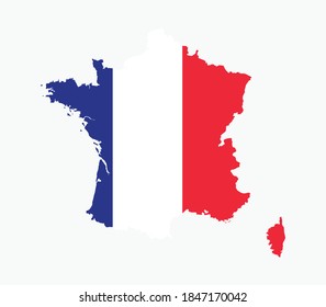 France National Map with flag illustration