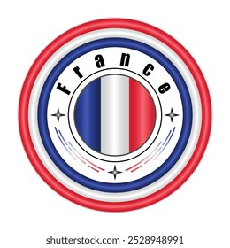 Arte vectorial de la insignia del orgullo nacional de Francia. emblema circular con Colores de la bandera de Francia azul, blanco y rojo. Simbolizando la identidad nacional francesa. EPS de Vector editable disponible