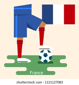 France, national soccer Jerseys and flag, flat design