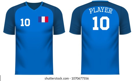 France national soccer team shirt in generic country colors for fan apparel.