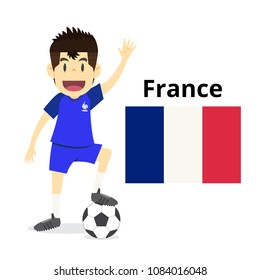 France national team cartoon,football World,country flags. 2018 soccer world,isolated on white background. illustration vector