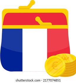 France National  vector hand drawn flag, EUR