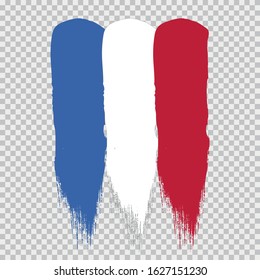 FRANCE national vertical flag vector on transparent background.