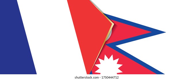 France and Nepal flags, two vector flags symbol of relationship or confrontation.