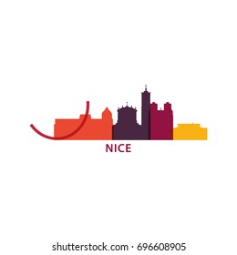 France Nice city landscape modern panorama silhouette skyline vector logo icon
