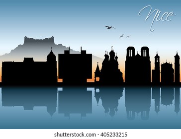 France, Nice skyline - vector illustration