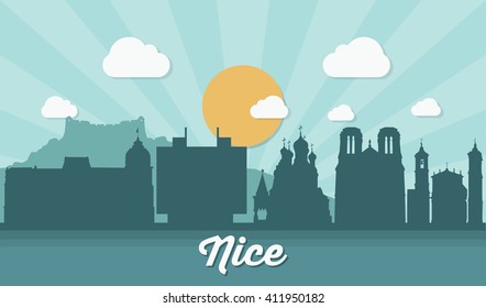 France, Nice skyline - vector illustration
