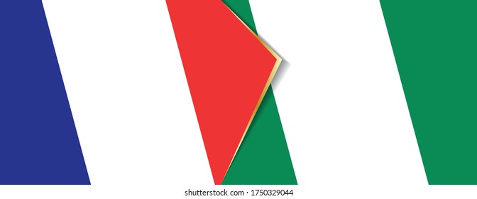 France and Nigeria flags, two vector flags symbol of relationship or confrontation.