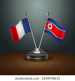 A tabela França e Coreia do Norte sinaliza a relação com o plano de fundo gradiente. Ilustração de vetor