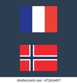 France and Norway flags vector illustration sign symbol