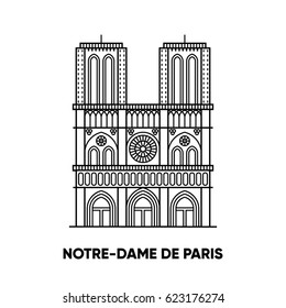 France, Notre-Dame De Paris, vector travel illustration, flat icon