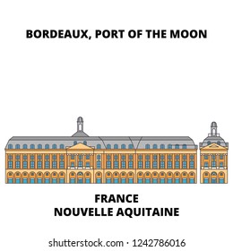 France, Nouvelle Aquitaine - Bordeaux, Port Of The Moon line travel landmark, skyline, vector design. France, Nouvelle Aquitaine - Bordeaux, Port Of The Moon linear illustration. 