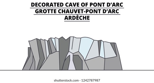 France, Nouvelle Aquitaine - Prehistoric Sites And Decorated Caves Of The VEzEre Valley line travel landmark, skyline vector design.