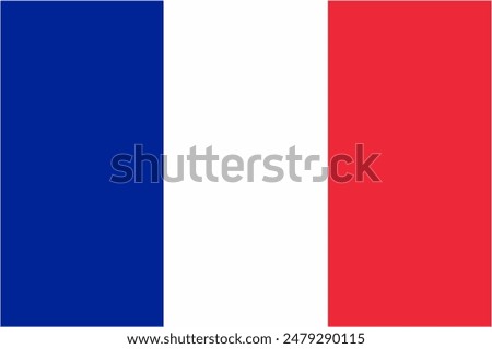 France official flag vector with standard size and proportion. National flag emblem with accurate size and colors.