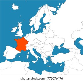 France on the Europe map, vector illustration