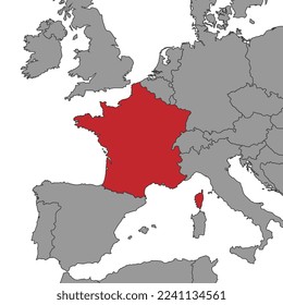 France on world map.Vector illustration.