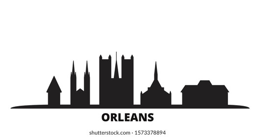 France, Orleans city skyline isolated vector illustration. France, Orleans travel black cityscape