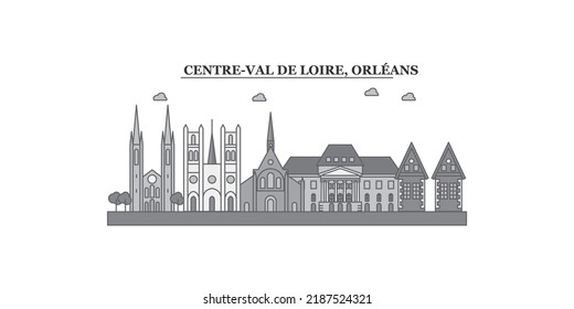 France, Orleans city skyline isolated vector illustration, icons