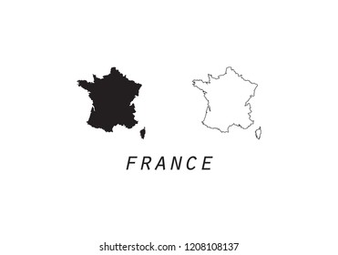 France outline map country shape state borders 