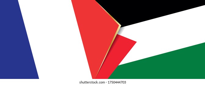France and Palestine flags, two vector flags symbol of relationship or confrontation.