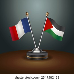 Tabela França e Palestina sinaliza relação com fundo de gradiente. Ilustração de vetor