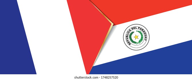 Banderas de Francia y Paraguay, dos banderas vectoriales símbolo de relación o enfrentamiento.